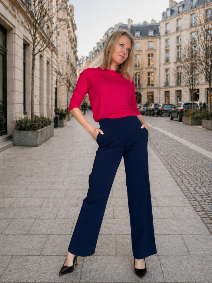 Navy Blue Trousers Wide Leg - Image 2