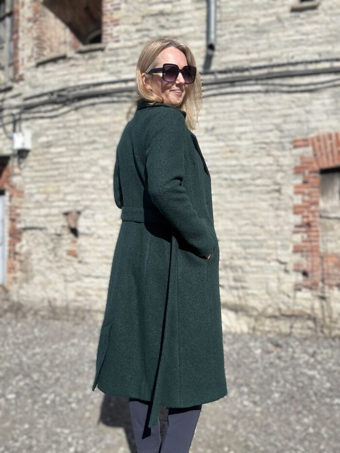 Naiste roheline kevadsügismantel, 100% vill - Image 5