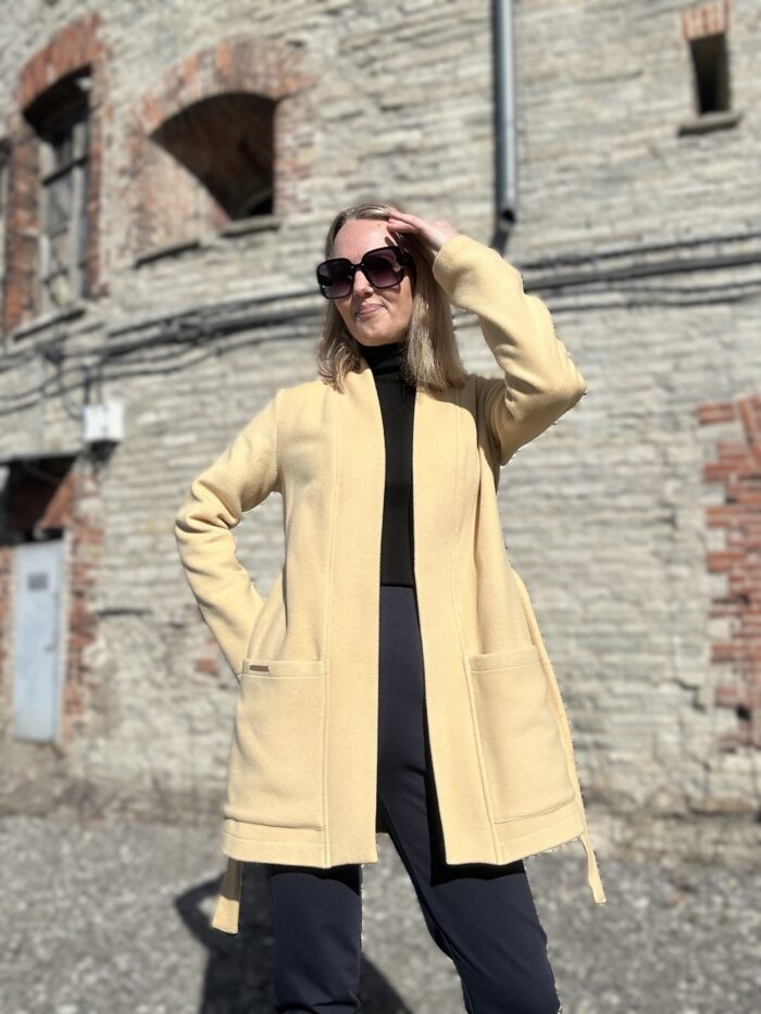 Luxurious Virgin Wool And Angora Cardigan Yellow - Image 4