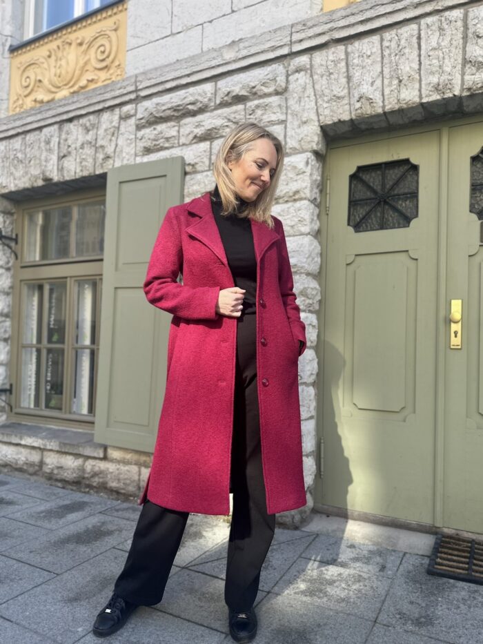 Kirsipunane mantel, 100% vill - Image 4