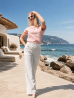 Ivory Elegant Linen Trousers - Image 2