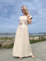 Linen Maxi Dress With A Herringbone Pattern - Image 3