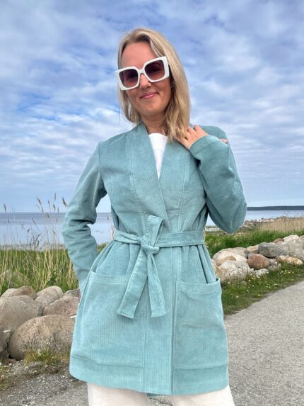 Roheline velvet kimono-jakk naistele
