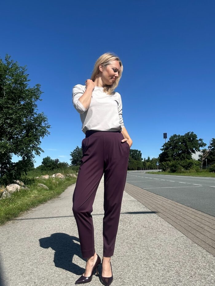 Bordoopunased luksuslikud püksid naistele - Pilt 4