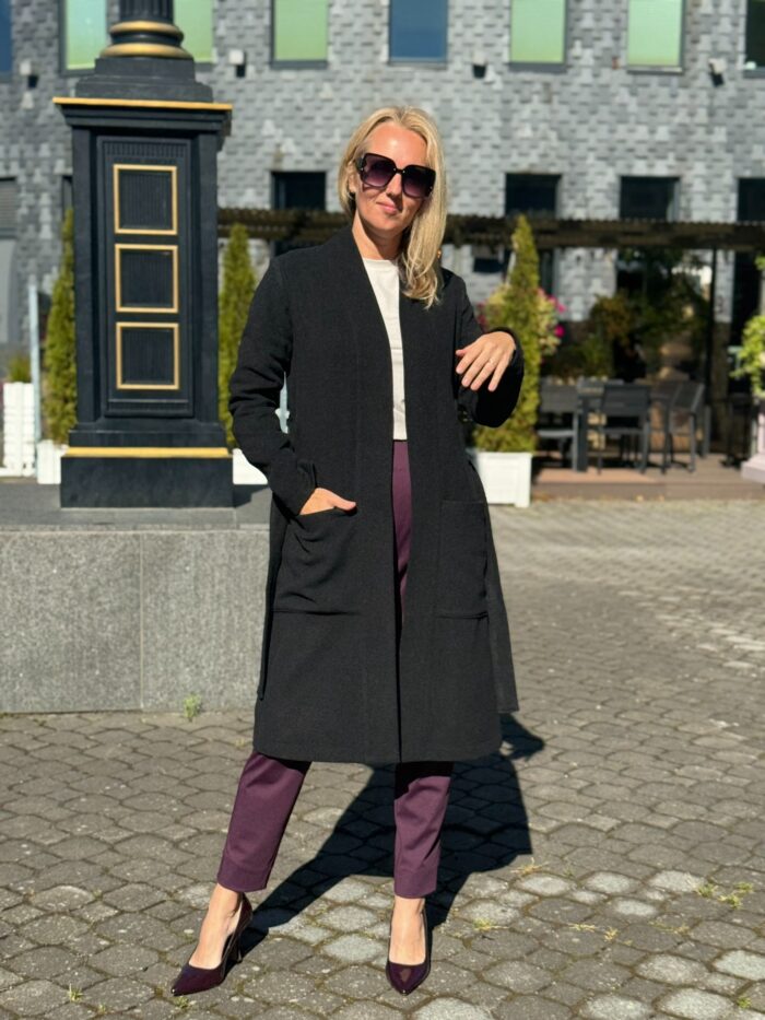 Must peenvillane kimono-jakk kašmiiriga - Pilt 4